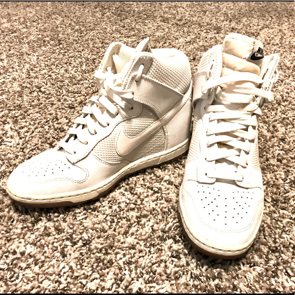 Vintage Nike white sky hi dunk wedge shoes